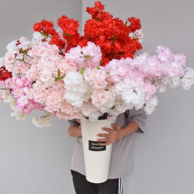 Artificial Silk White UV protection Fireproofing Cherry Blossom Branches For Wedding Decor