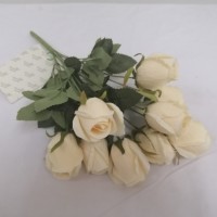 Wholesale  40 cm Plastic Champagne  Artificial  Rose Flower For Home  Decoration