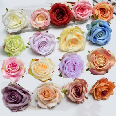 Factory Direct Cheap Simulation Roses Silk Flower heads DIY Colorful Flower Wall Accessories for Wedding Party Decoration