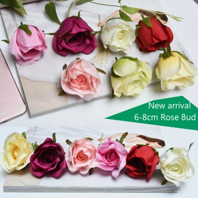 China Manufacturer Artificial Flower Fake Rose Flower Heads Silk Rose Buds Small in Bulk Wholesale