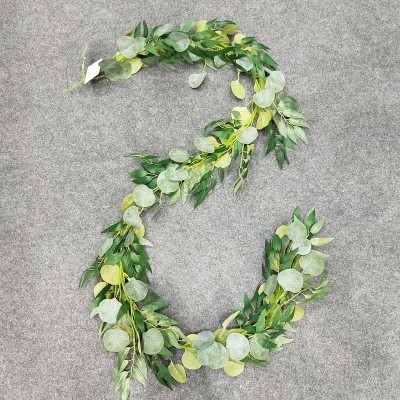 Artificial 1.9M (6.2FT ) willow leaf and eucalyptus garland for home decoration or public wedding