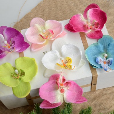 Fuyuan High Quality Phalaenopsis Flower Head Silk Artificial Orchid Flower Head Wedding Decoration DIY Garland Wall Craft Flower