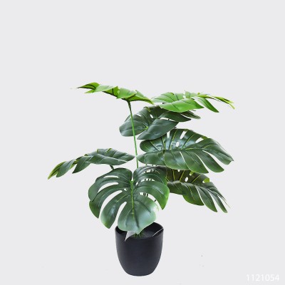 Artificial plant monstera leaf bonsai for desk or office decoration