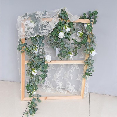 Amazon Hot Selling Silk Eucalyptus Leaves Vines Artificial Eucalyptus Garland Hanging Plants Greenery For Wedding Party Decor