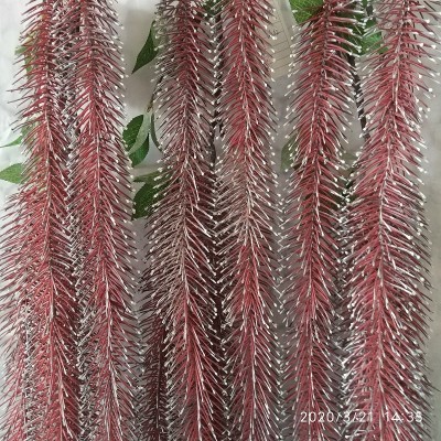 Fuyuan factory new product 2020 artificial plant burgundy hanging pine needles plastic plant for Christmas house plant