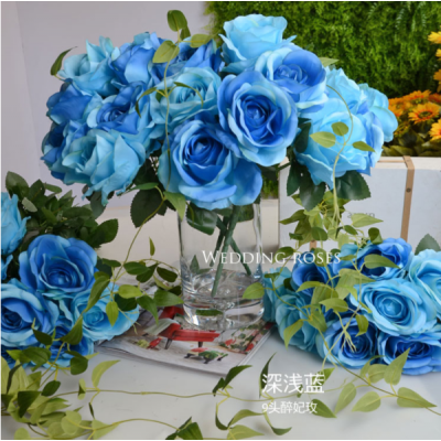 Hot-Sale Seasonal Artificial Bouquets Of Roses Of 9 Heads for decoration&wedding