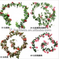 Artificial Silk Rose Flower Vine multi color roses Leaf Garland Rose Vine