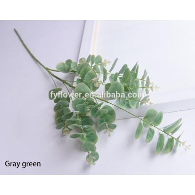 3D  Plastic Cloth Single Stem Eucalyptus Leaves Small Plants for Home Decoration