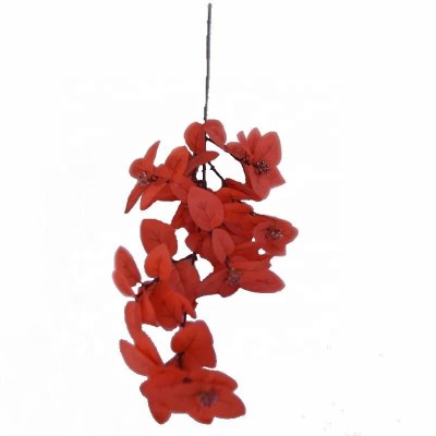 Top seller 2019 sunset red artificial eucalyptus leaves fabric ficus erecta new product for floral decorative holiday ornamental