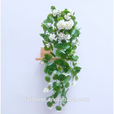 Artificial white hanging begonia with 11 branches for public place wall decoration