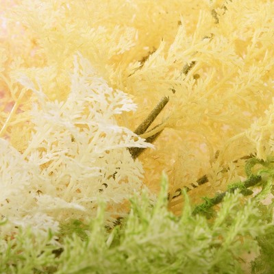 FUYUANJ fake rime plastic flowers single stem flocked cedar and pine leaves bush branch yellow occasions party decoration