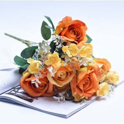 310197800710 11 heads Love-sickness roses orange top seller 2019 for flowers rose bunch wedding party bridal bouquet