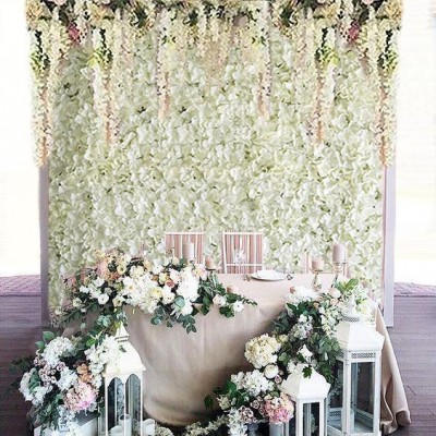 Factory Supply UV Protected White Silk Flower Wall Floral Wall Backdrop for Sale