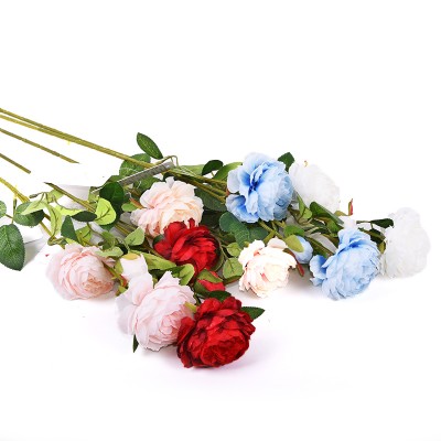 Fuyuan Artificial Peony Bouquets with Ceramics Vase Silk Flowers Decoration for Table Home Office Wedding Decor